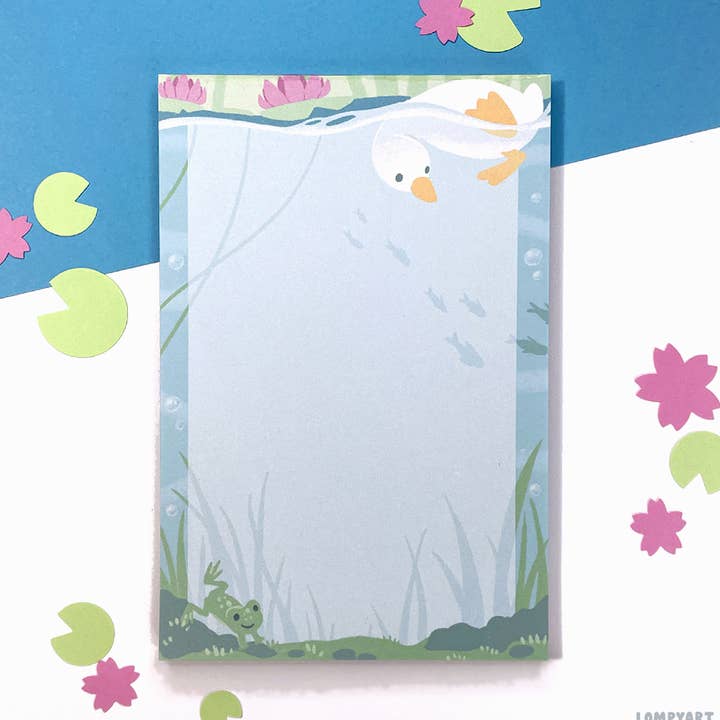 Pond Pals Underwater Duck Notepad for wholesale by LompyArt