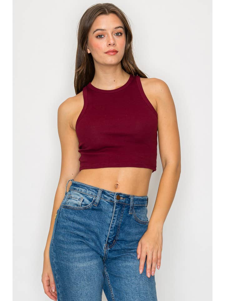 Vanilla Monkey - Wholesale Tank Top - Women's - Cropped High Neck Ribbed Tank Top2