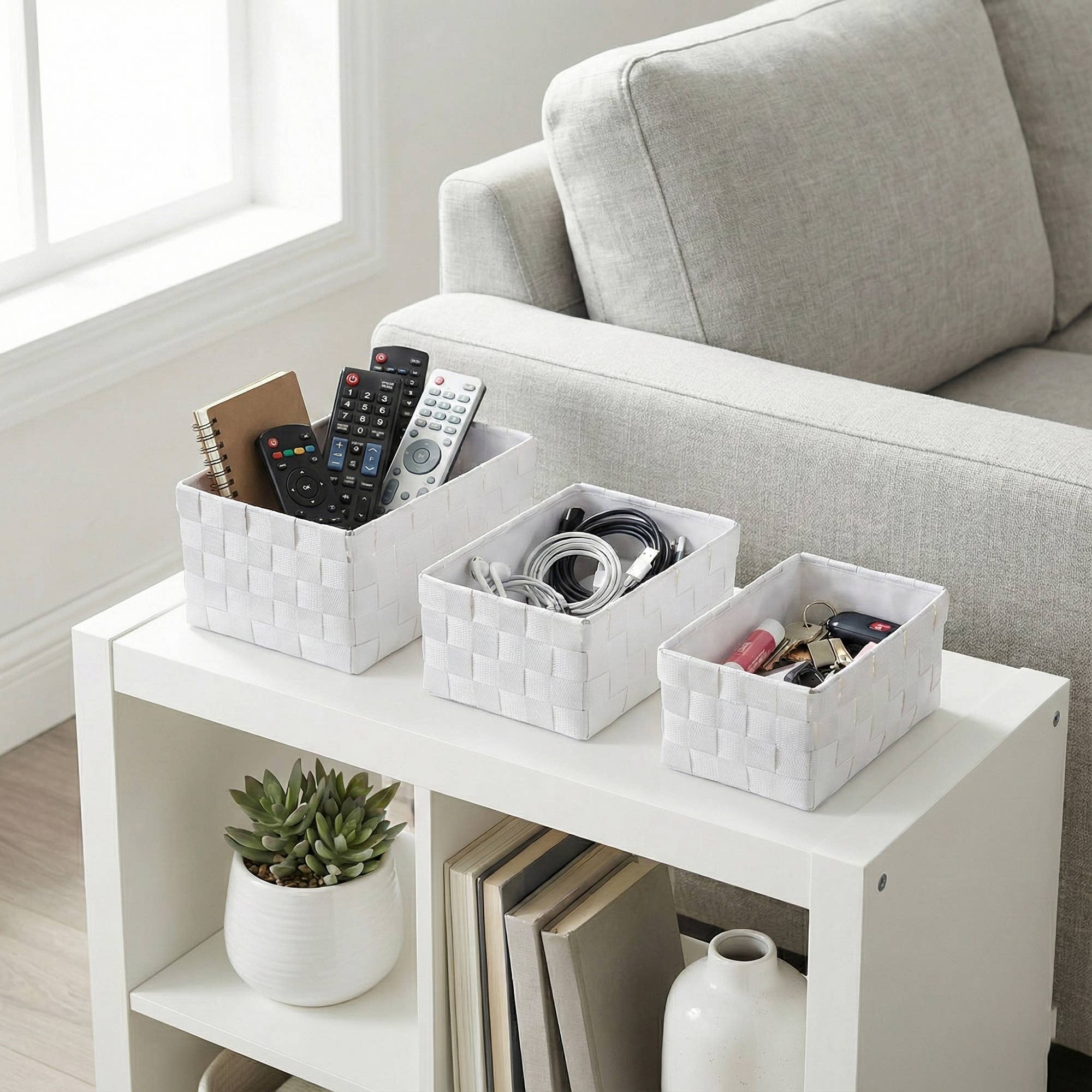 Evideco French Home Goods - Wholesale Basket - White Checkered Woven Baskets Set of 33