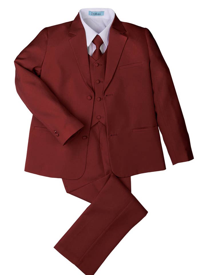 "Mason" Kids Burgundy Suit (5-Piece Set) for wholesale by Cardi International