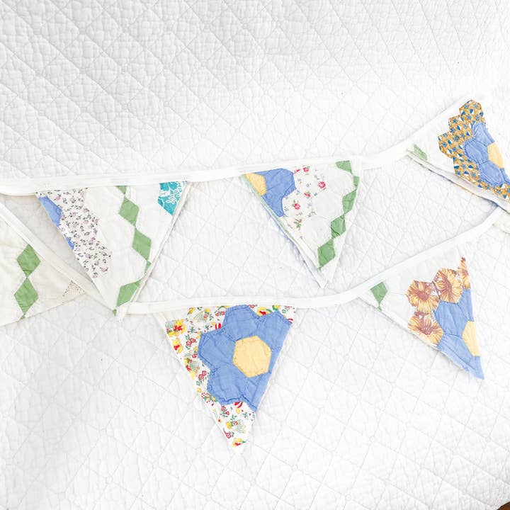 Dellwood Designs - Wholesale Bunting/Garland - Vintage Quilt Flag Garland - Assorted Quilts1