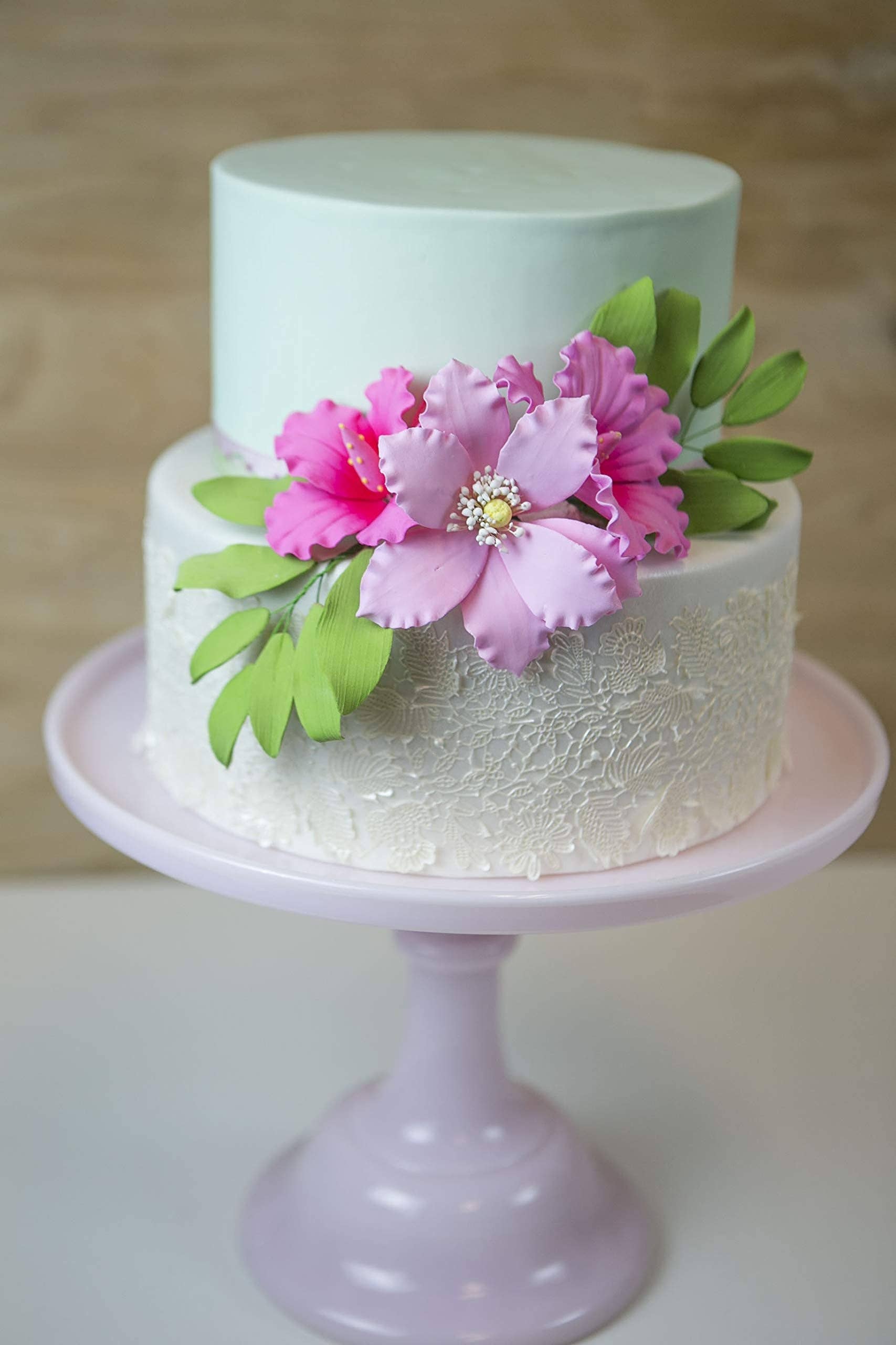 Global Sugar Art - Wholesale Taart/cupcaketopper - Clematis suikerbloemen van gum paste voor taarten door Global Sugar Art, roze, 3 stuks1