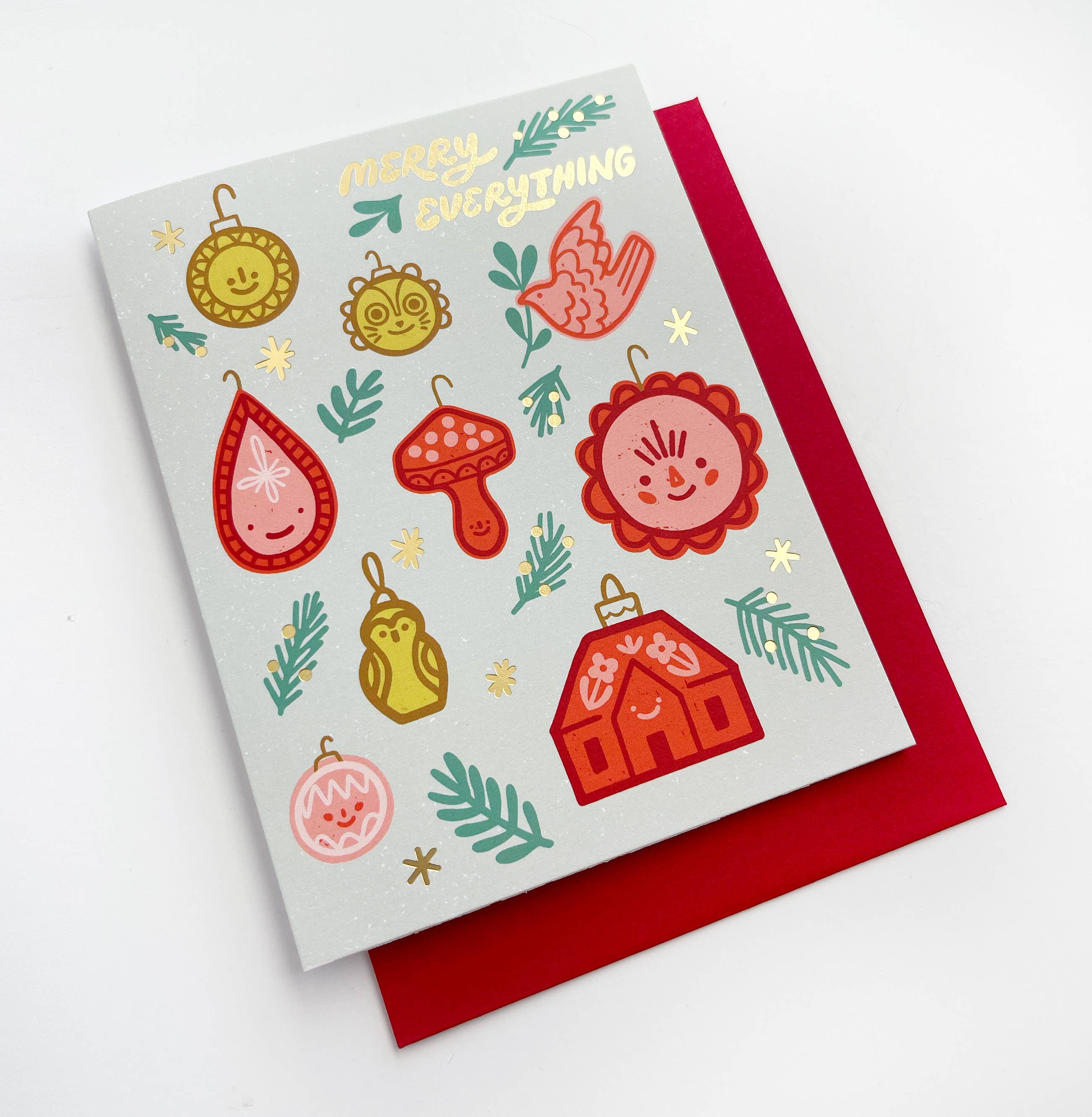 Paper Parasol Press - Wholesale Christmas Card - Merry Everything Ornaments Holiday Card (Box Set of 6)2