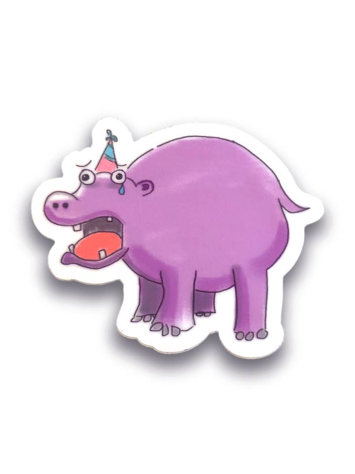 Adhesivo de vinilo con forma de hipopótamo triste | impermeable para venta al por mayor de Evil Llama and Friends