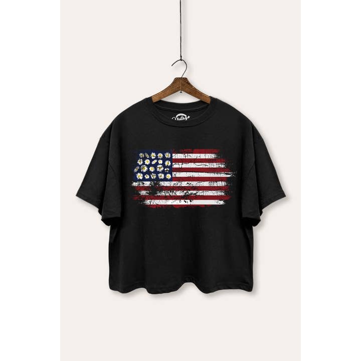 STARCHIS - Wholesale T-Shirt (Graphic) - Women's - AMERICAN FLAG GRAPHIC BOXY CROP T-SHIRT2