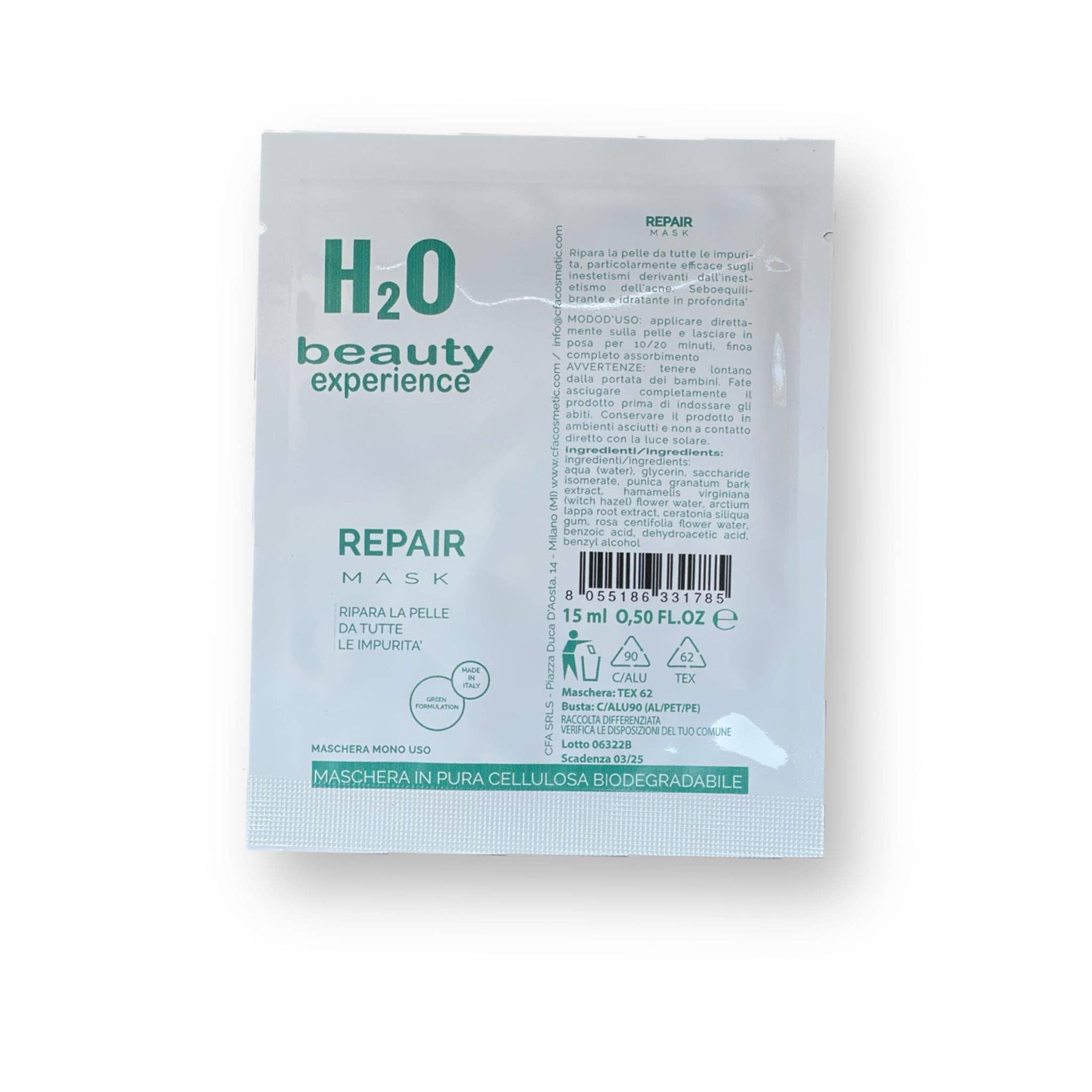 CFA cosmetic – wholesale Ansiktsmasker – H2O Beauty Experience engångs reparationsmask0