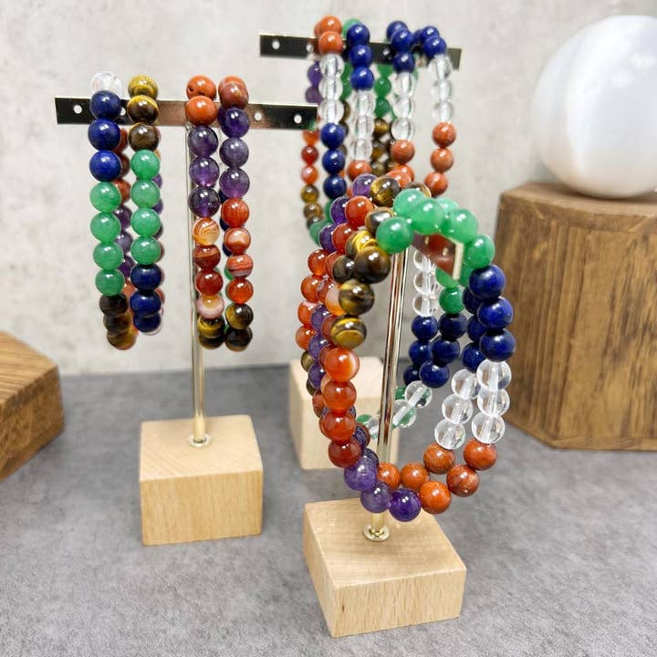 Gypsy Soul - Wholesale Beaded Bracelet - Genuine Gemstone Chakra Bracelets - 12 Pcs