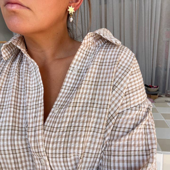 Emeldo โ wholesale Dangle earrings โ Starburst Pearl mini Drops // gold mirror acrylic pearl bead2