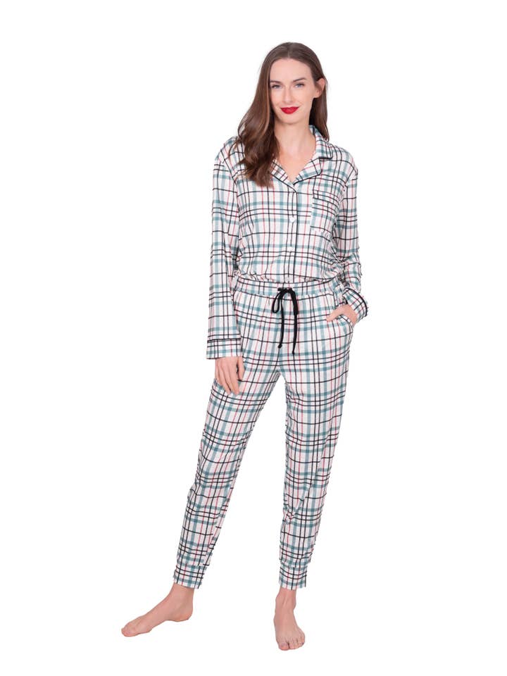 LATTELOVE - Wholesale Sleepwear Set - Women's - LS NOTCH COLLAR TOP & JOGGER PAJAMA GIFT SET6