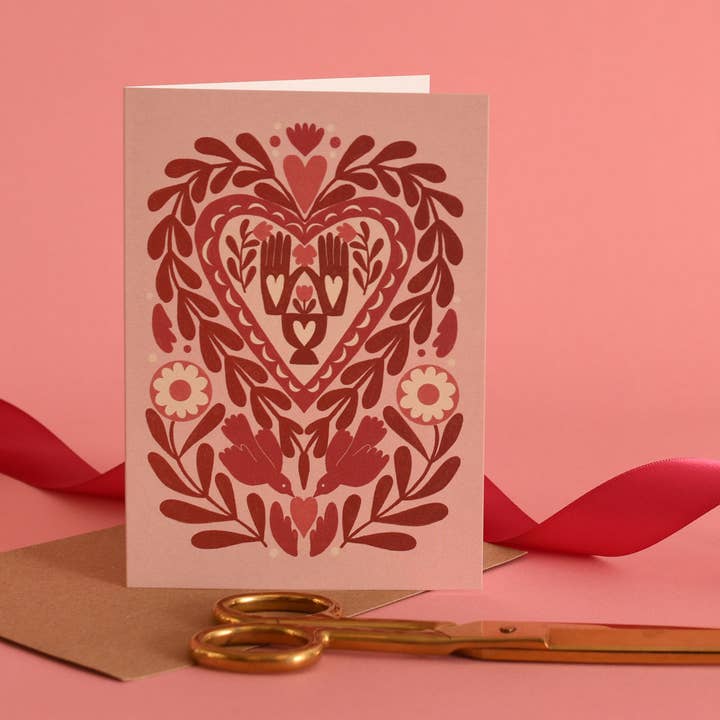 Printer Johnson Ltd - Wholesale Love Card - Paper Cut Heart greetings card