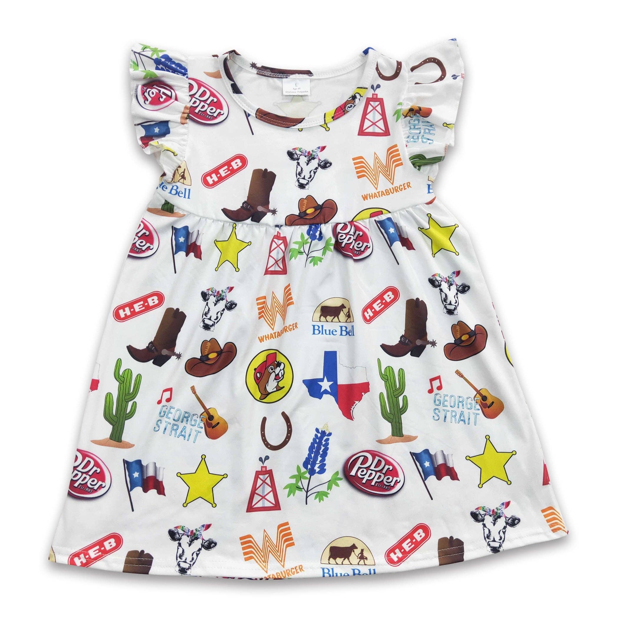 Yawoo Garments - Wholesale Dress - Kids - Flutter sleeves cactus boots baby girls dresses