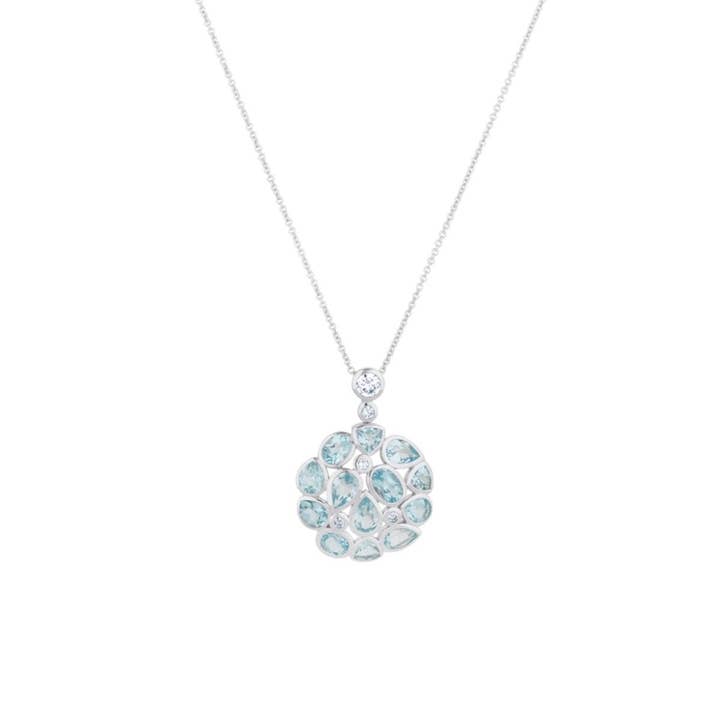 Blue Topaz Statement Silver Pendant Necklace for wholesale by Lulu B London