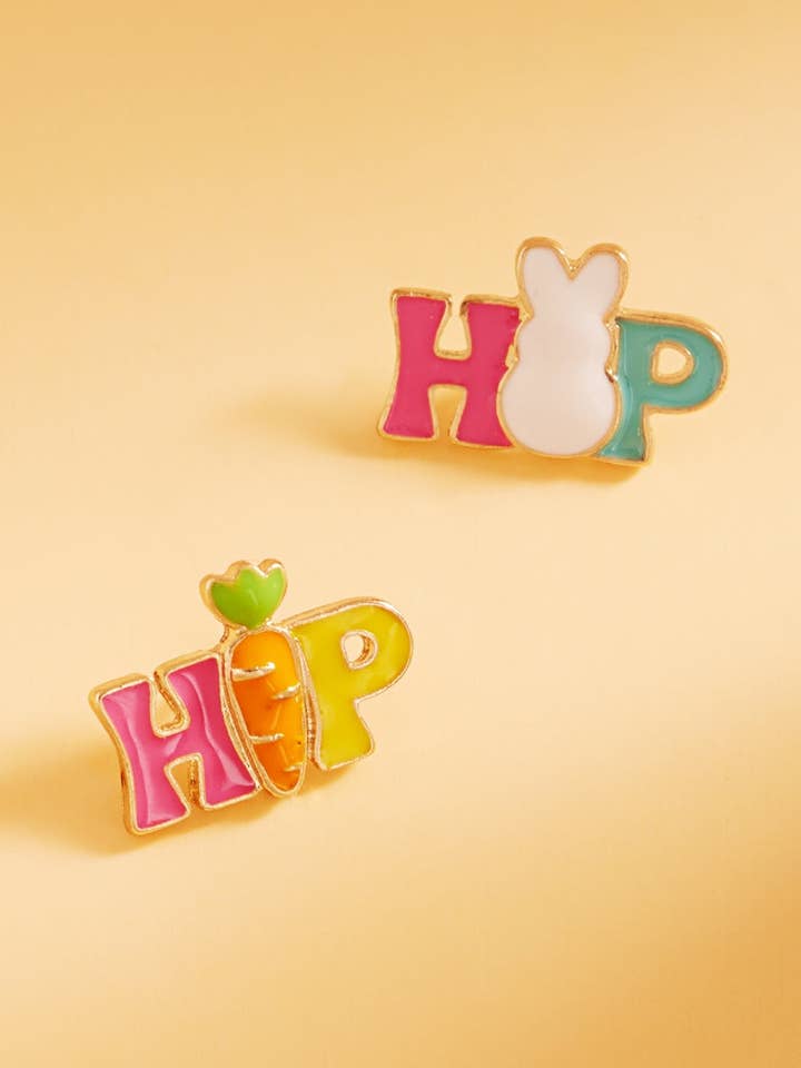 Hip Hop Easter Bunny Enamel Titanium Post Earrings for wholesale by Designature New York