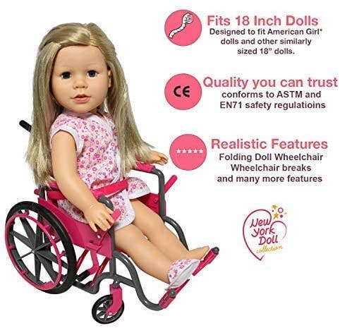 The New York Doll Collection - Vente Accessoire de poupée – enfant - Ensemble de fauteuil roulant pour poupée de 18 pouces avec accessoires6