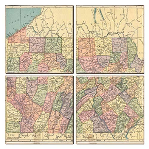 Carte vintage des montagnes russes de Pennsylvanie (série de 4) pour la vente par City Souvenirs