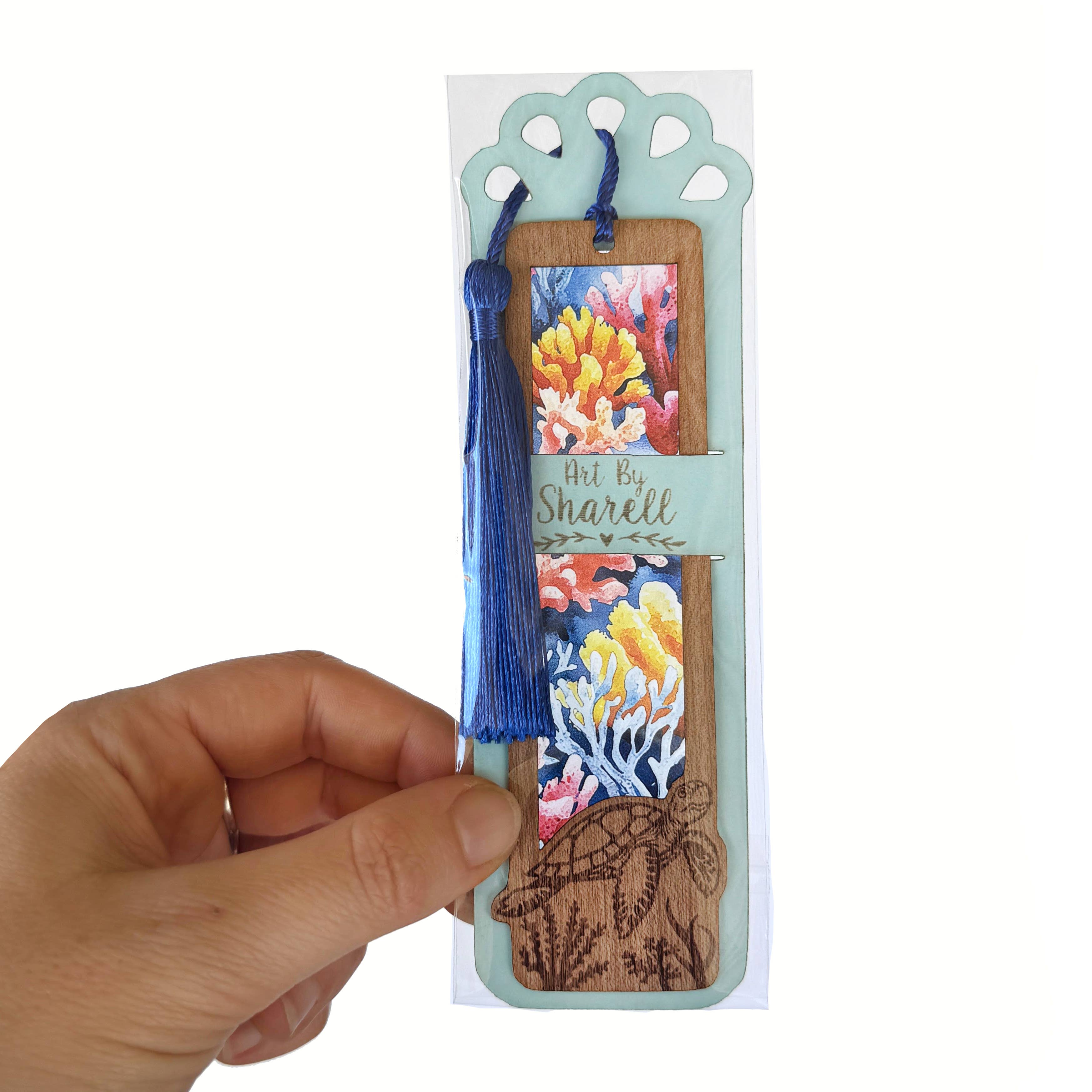 Art by Sharell - Wholesale Bookmark - Sea Turtle Bookmark | Wood & Acrylic Tassel Bookmark2