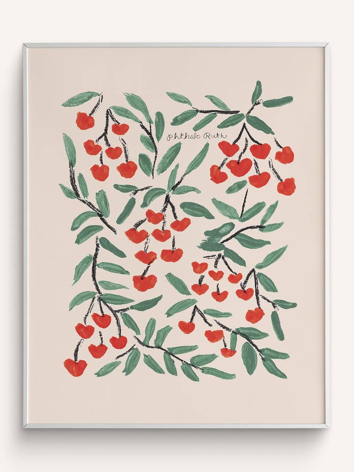 Cherries Art Print for wholesale by Phthalo Ruth