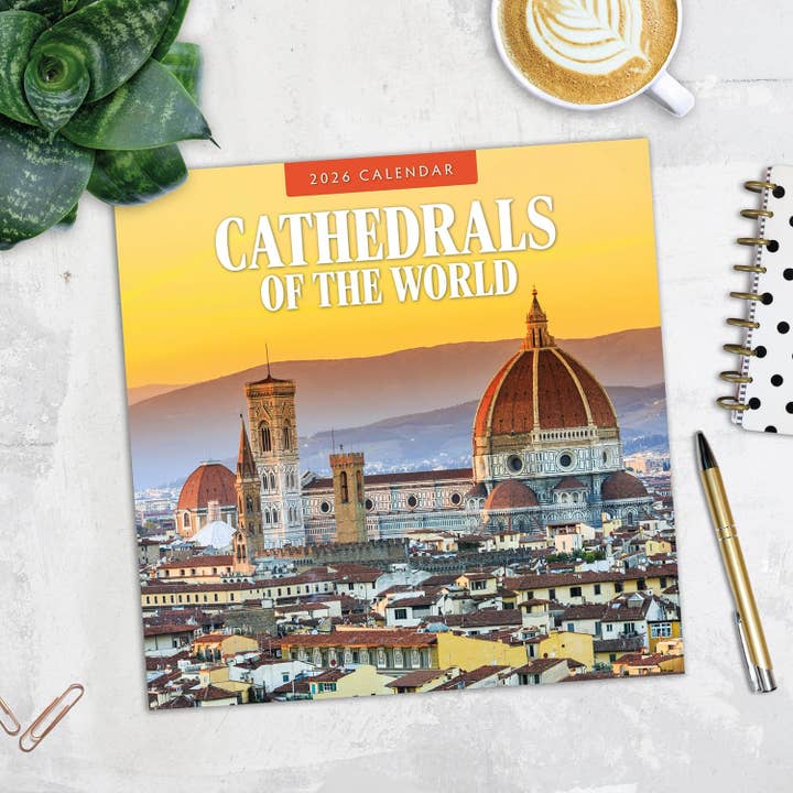 MiddleGift – wholesale Calendar – Red Robin 2026 Cathedrals of the World Wall Calendar3
