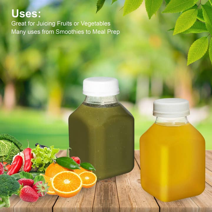 EcoQuality - Wholesale Milk/Juice Bottle - 8oz Empty Clear Plastic Juice Bottles