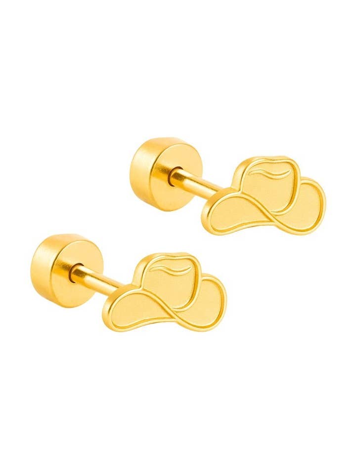 Screwback Stud Earrings - Cowgirl Hat for wholesale by LINNY CO