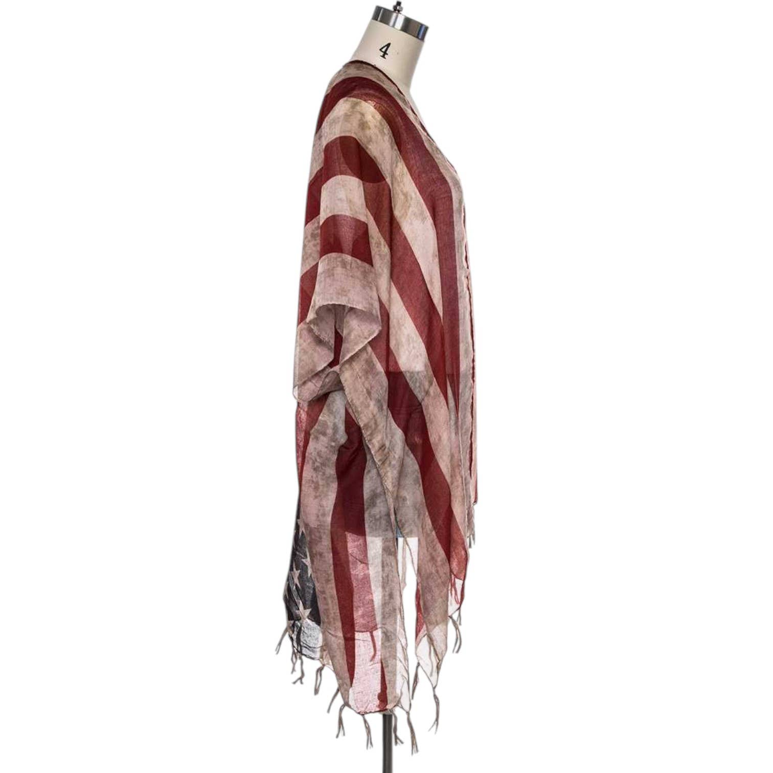 U S A American Flag Printed Tassel Kimono for wholesale on Faire1