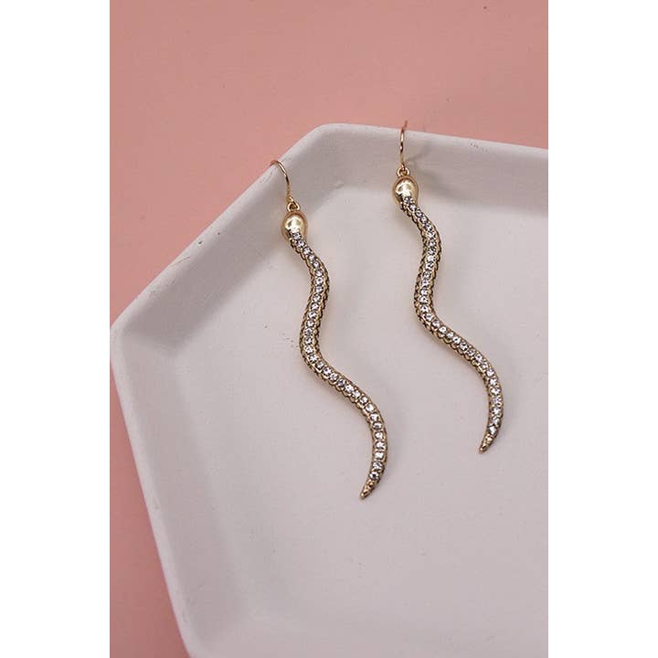 GULD RHINESTONE LANGE SLANGEDRÅBE ØRERINGE | 31E23022 for engroshandel på Faire2