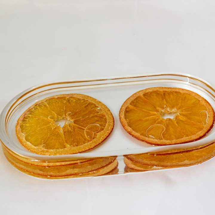 Tabuleiro de Comprimidos em Resina - Laranja Dupla por atacado de The Golden Girl Co.