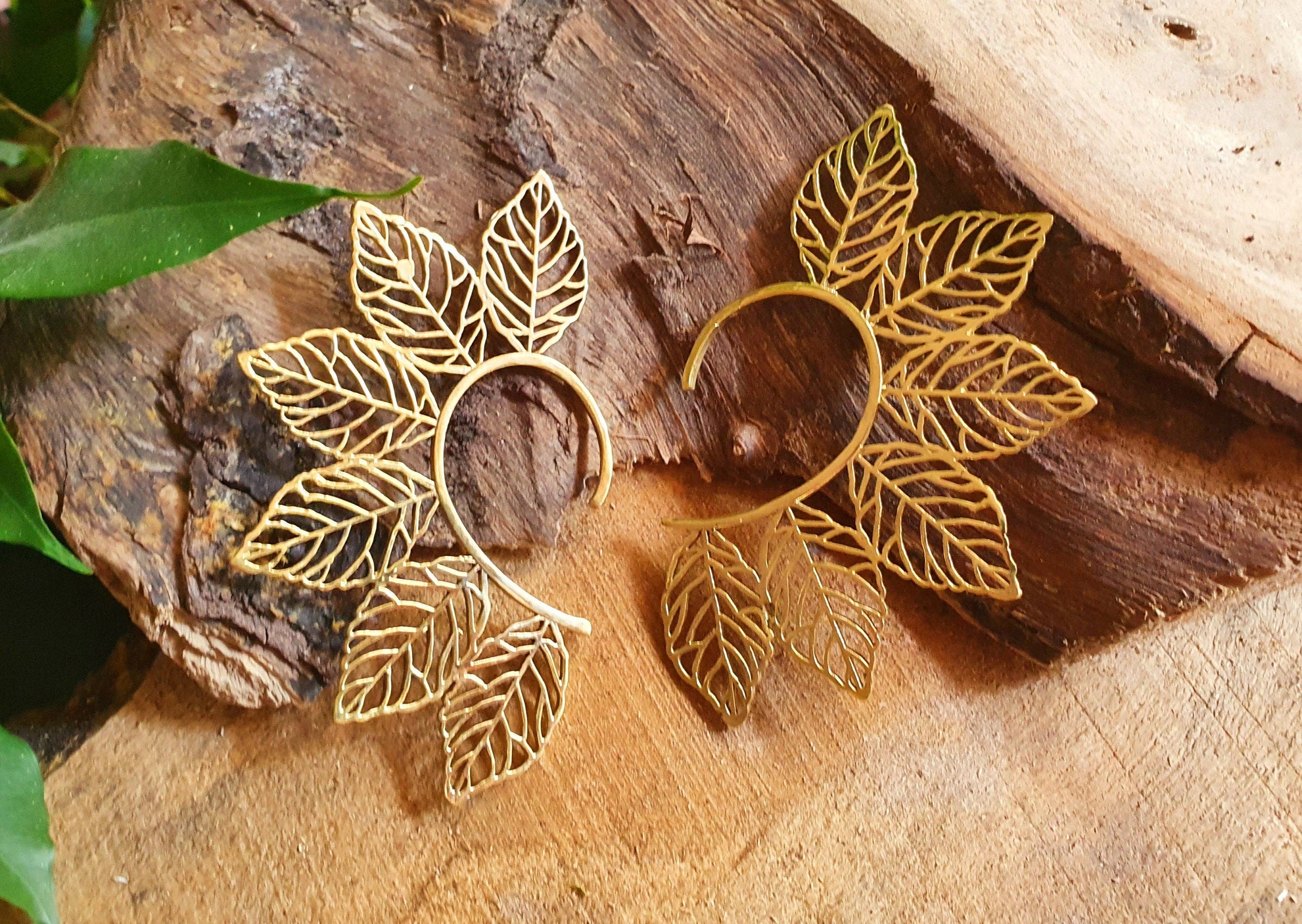 Kaali Boutique – wholesale Cuff/wrap earrings – Ear Cuff Brass Leaf design / Tribal / Boho / Costume / Fancy Dress / Cosplay / Festival Jewellery / Indian /9