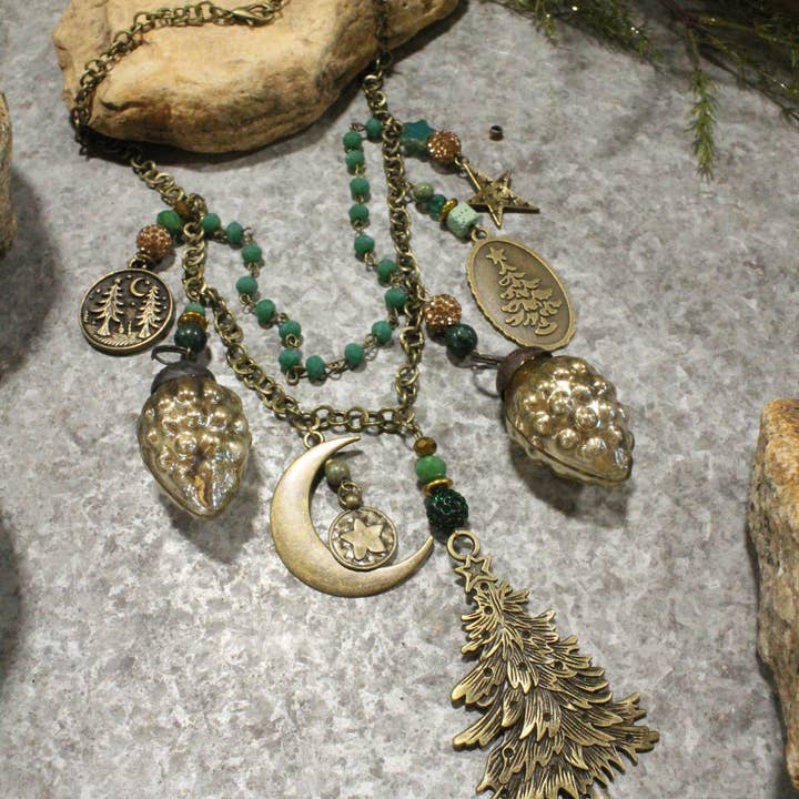 In The Meadow Charm'd Necklace for wholesale by The Primitive Peddler, Inc.