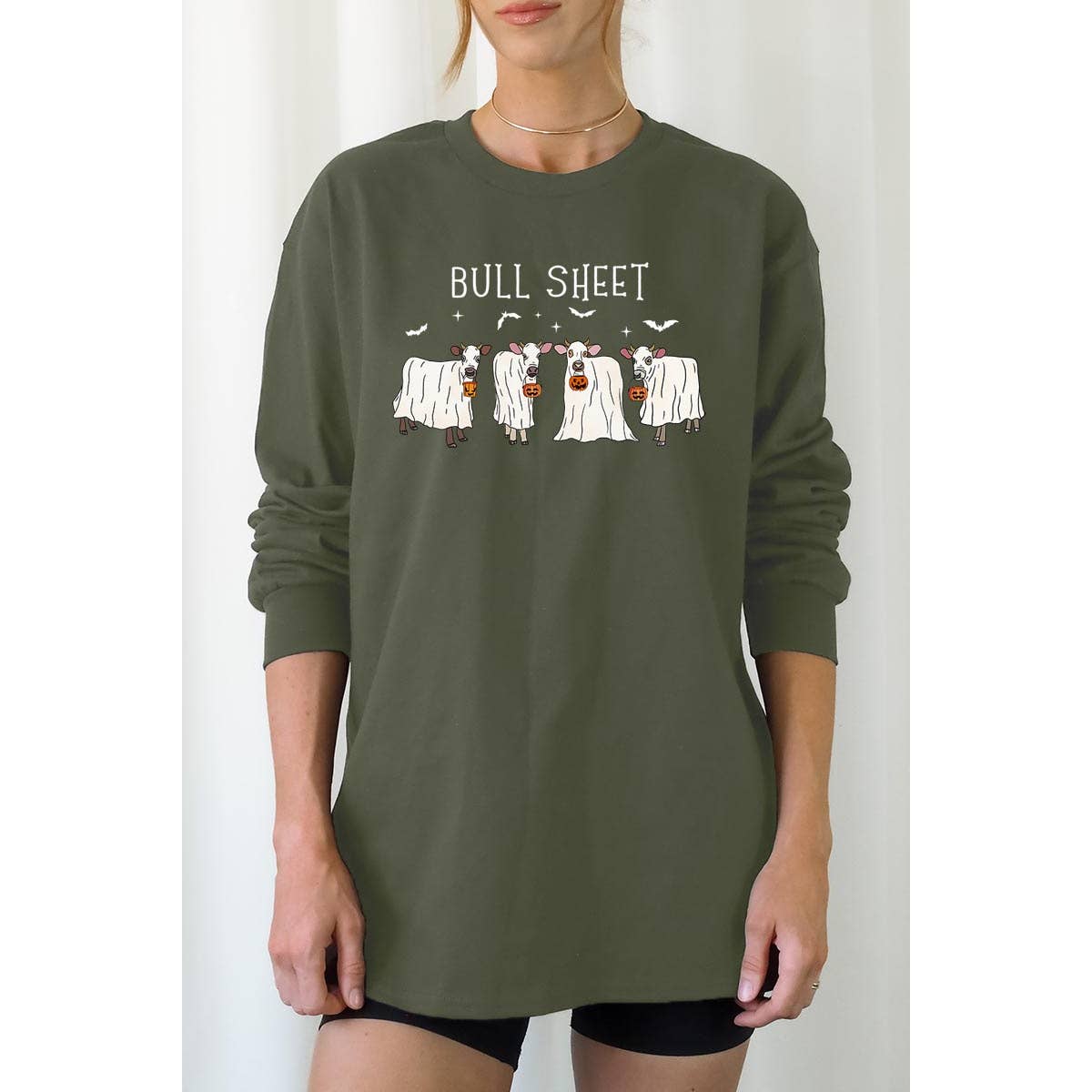 COLORBEAR - Wholesale Graphic Sweatshirt - Women's - BULL SHEET,HALLOWEEN,GHOST COWS UNISEX RIB CUFFS LONG4