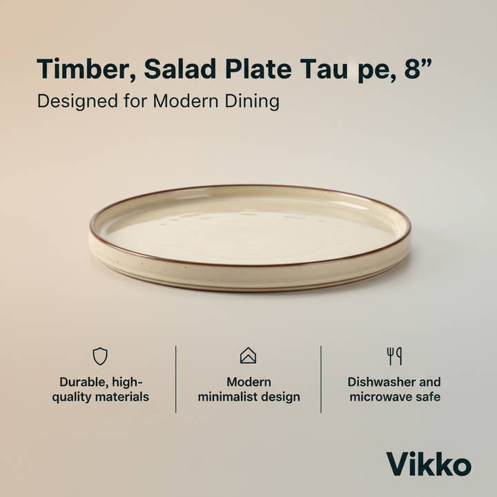 Kadra Kitchenware - Wholesale Salad Plate - Vikko - Timber, Salad Plate Taupe, 8"2