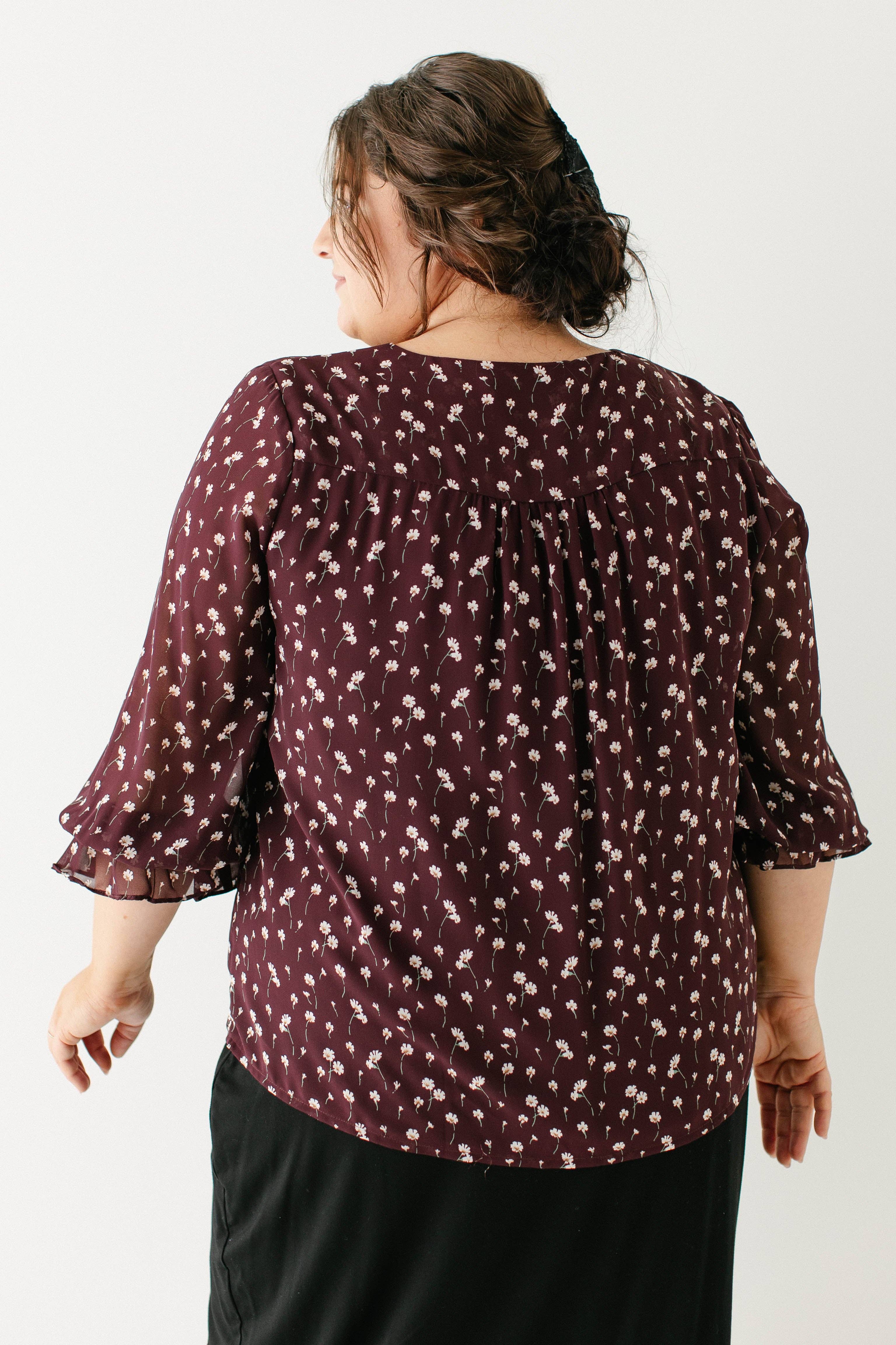 Vino Blusa floreale a maniche 3/4 'Clarissa' in vendita all'ingrosso su Faire11