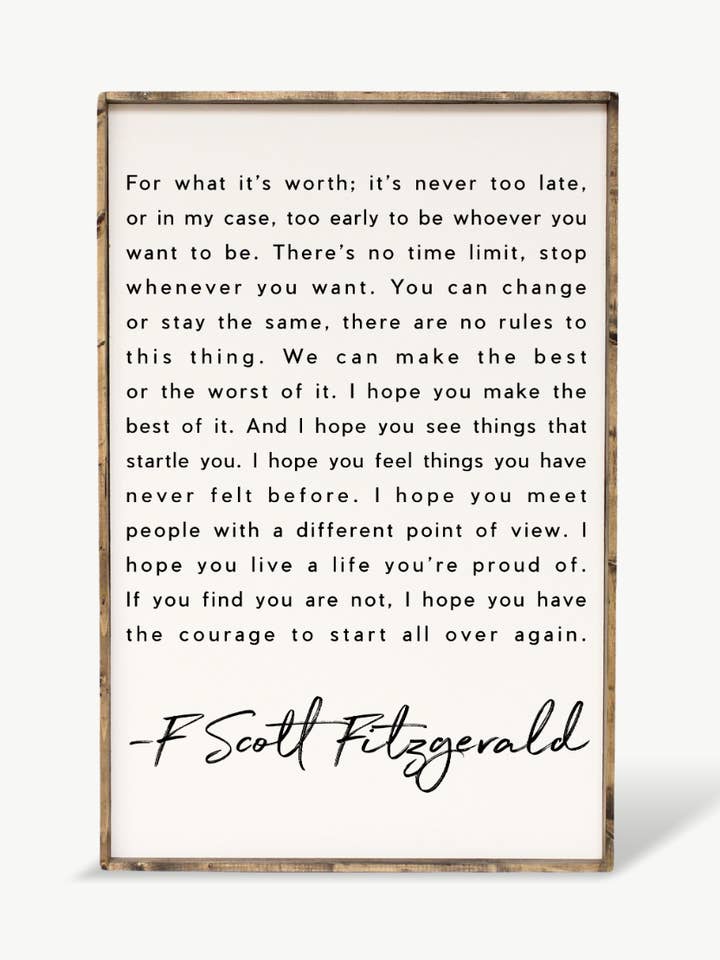 F. Scott Fitzgerald Quote Ingelijste Print – Inspirerende Kunst voor wholesale door Williamraedesigns