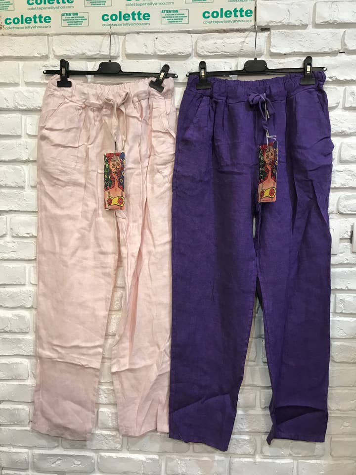 la maison des fibres naturelles - Wholesale Pants - Women's - pants 668121 100% Linen made in Italy68