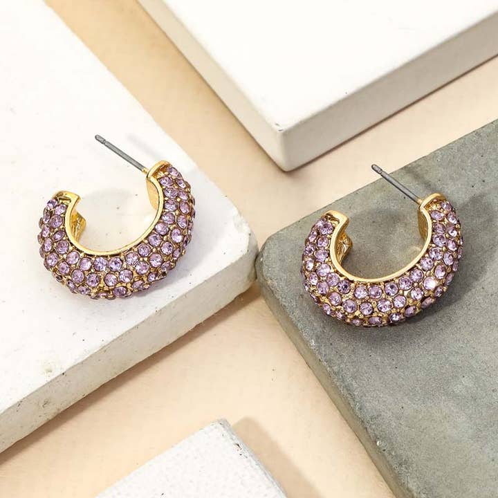 Pave Rhinestone Hoop Earrings for wholesale by Anarchy Street