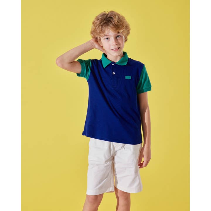 Carlo Boys Cotton Polo T Shirt – Blue And Green for wholesale by Luna Mia