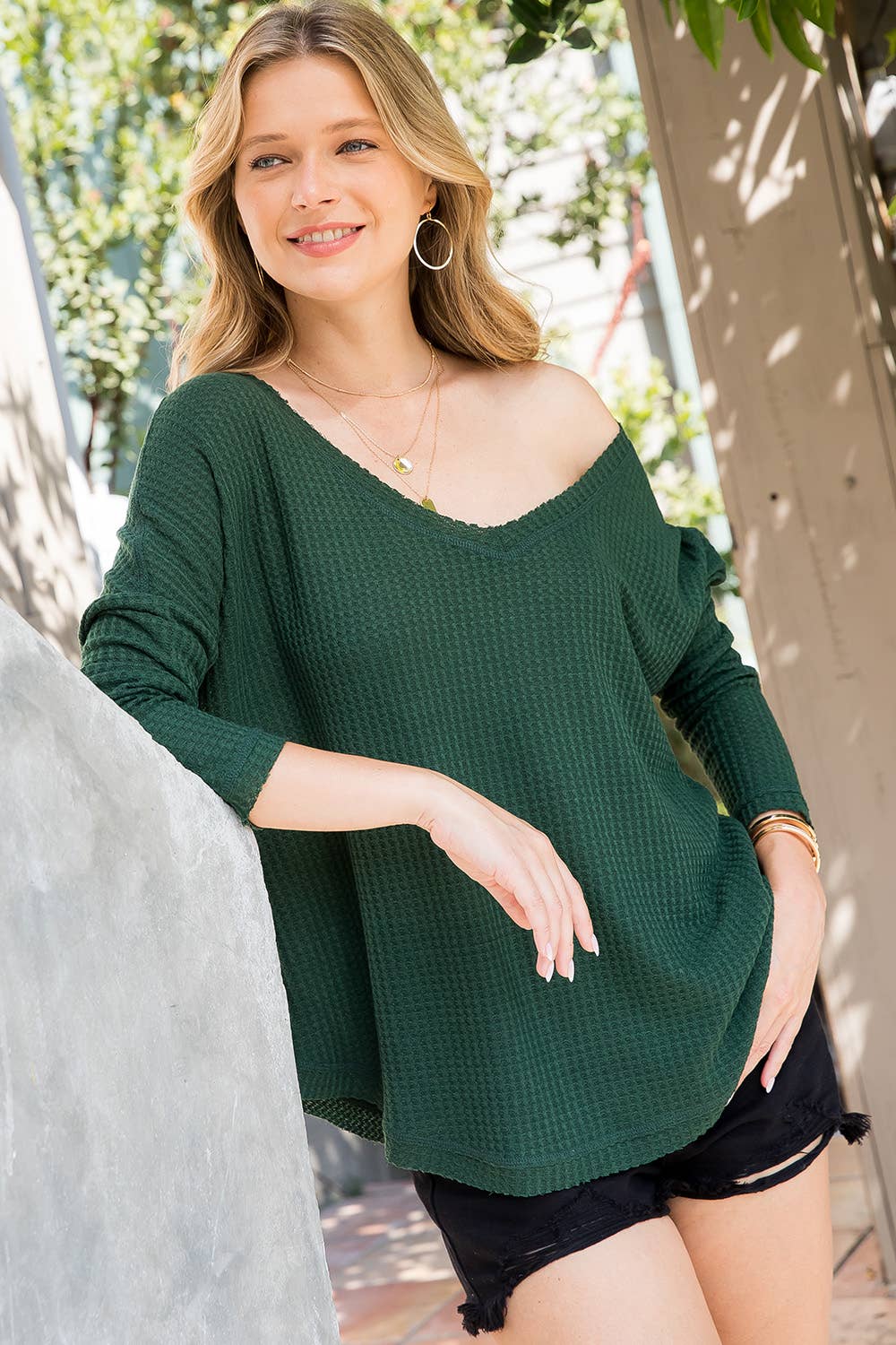 Sweet Lovely by Jen - Vente Haut en maille – femme - SW277 COL V MANCHES LONGUES DOLMAN24