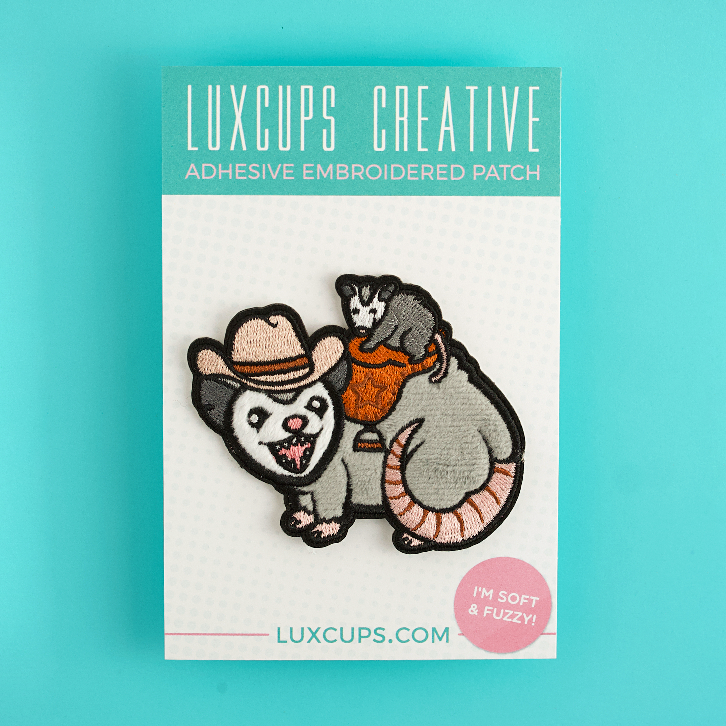 LuxCups Creative - Vente Écusson - Possum Posse Fuzzy Patch3