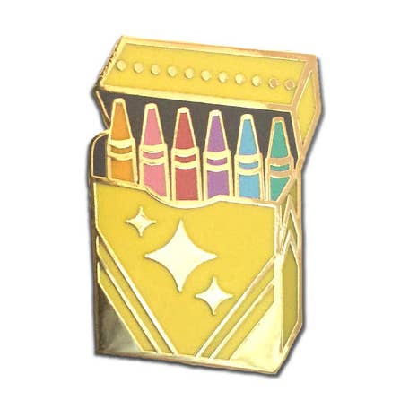 Classic Yellow Crayon Enamel Pin for wholesale by The Crowned Rabbit