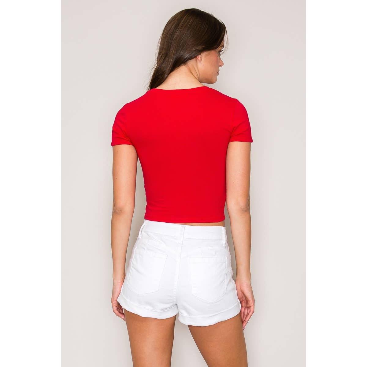 Popular 21 - Wholesale Knit Top - Women's - Crew Neck Short Sleeve Cotton Crop Top21