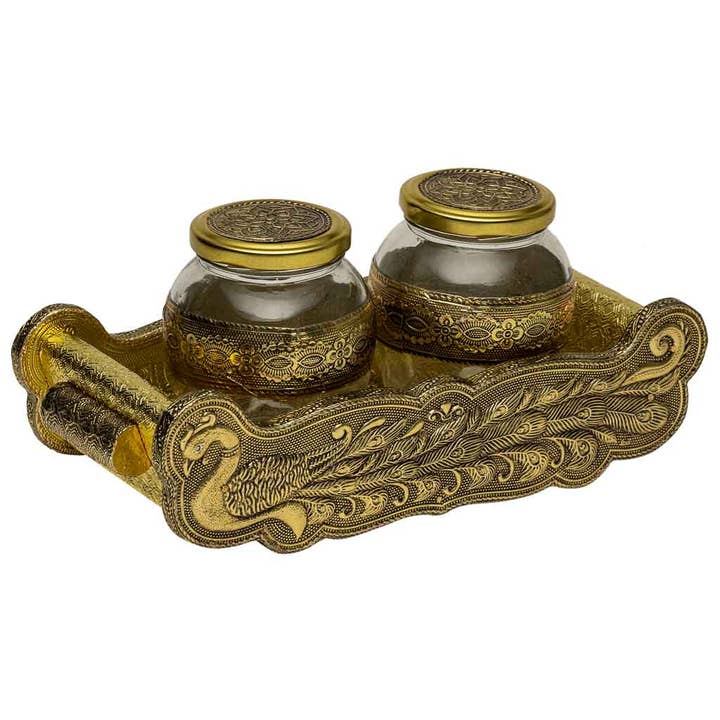 VASSOIO IN METALLO GOFFRATO 21x14x5h cm per la vendita all'ingrosso da parte di Creaciones Meng