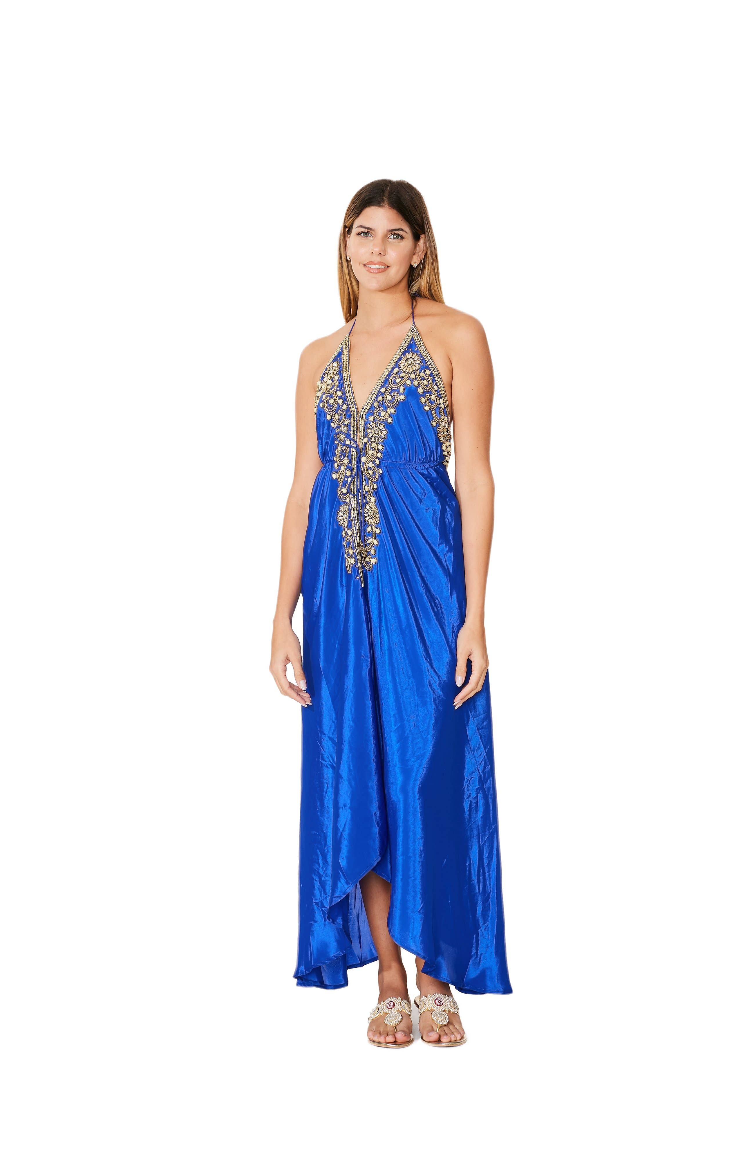 Ranee's - Vente Robe – femme - Robe bleue royale à ornements2