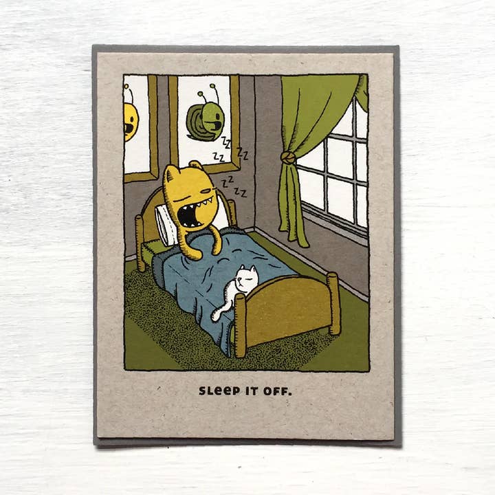 Sleep It Off Get Well Card for wholesale by everyday balloons print shop