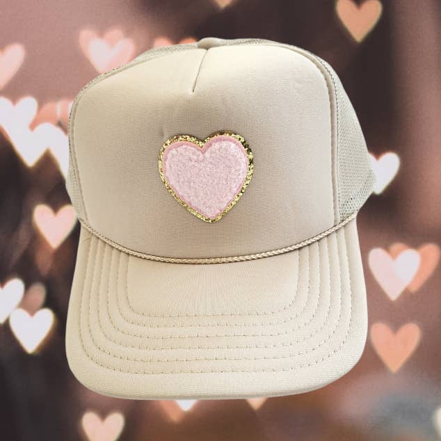 The Candy Collections - Vendita all'ingrosso Cappellino da camionista - Donna - Berretto da camionista con toppa fuzzy in ciniglia cuore unisex primavera0