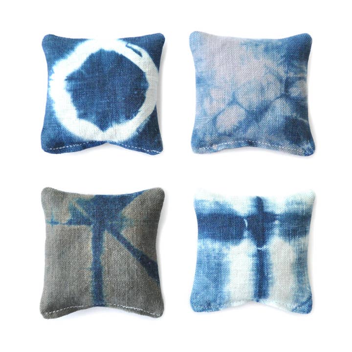 Gray Green Goods - Wholesale Sachet - Shibori Indigo Upcycled Linen Lavender Sachet0