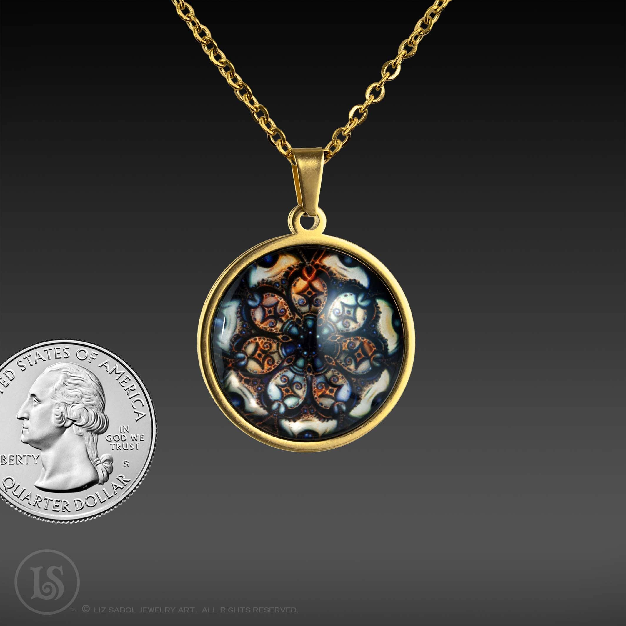 Liz Sabol Jewelry Art - Wholesale Pendant/Charm Necklace - Vintage Dreams Mandala #22 Pendant2