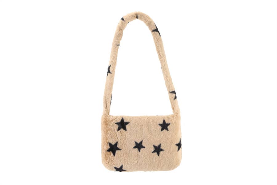 Nima Accessories Inc – wholesale Top handle bag – women's – Ladies Faux Fur Star Print Top Handle  Handbag0