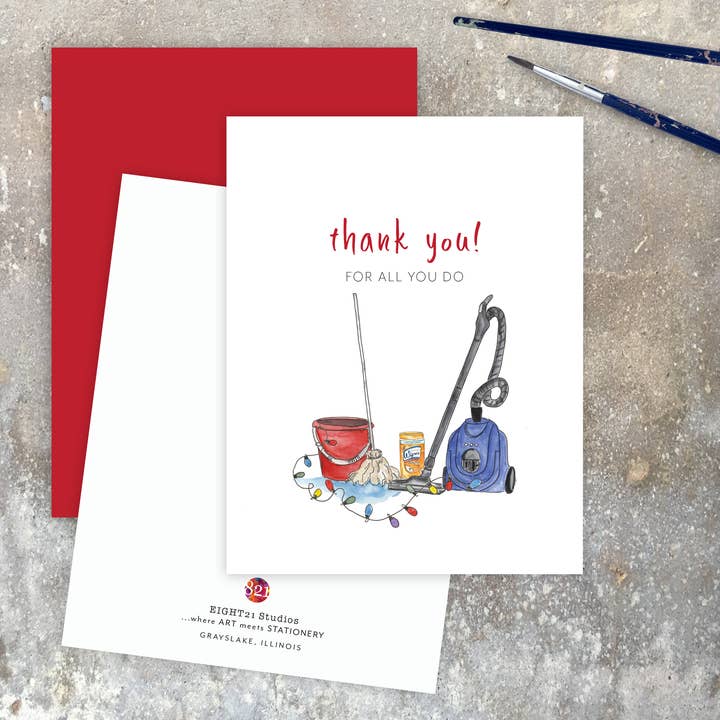 Eight21 Studios + Unique Greeting Cards, Art and Stationery - Wholesale Christmas Card - Cleaning Service Maid Appreciation Christmas Greeting Card4