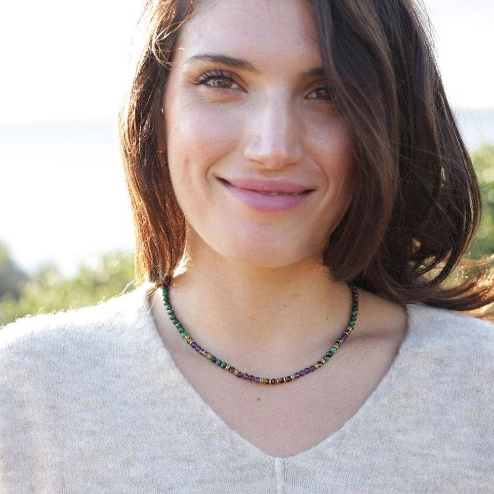 REMOVED BRAND - Wholesale Beaded/Pearl Necklace - Ruby in Zoisite and Amethyst Delicate Necklace1