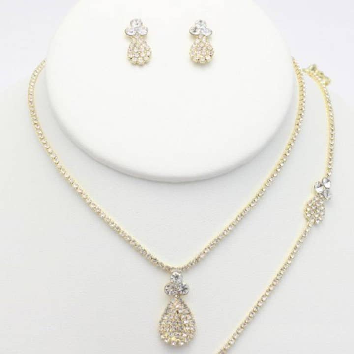 Oblige by G - Wholesale Jewelry Set - Teardrop Necklace Bracelet & Earring Set S-18742